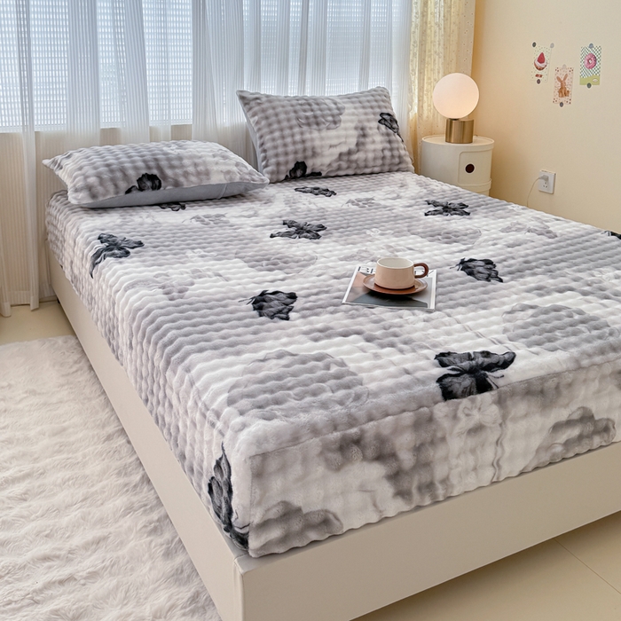 91家纺网 家纺一手货源 找家纺 小叮当家纺仓储工厂店 2025新款兔兔绒牛奶绒印花单床笠 床笠单件 床笠-蝶影