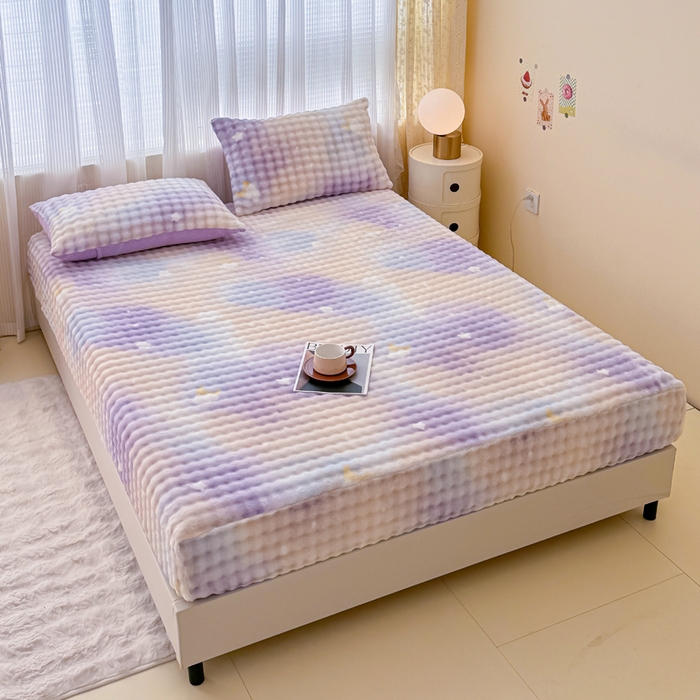 91家纺网 家纺一手货源 找家纺 小叮当家纺仓储工厂店 2025新款兔兔绒牛奶绒印花单床笠 床笠单件 床笠-星空