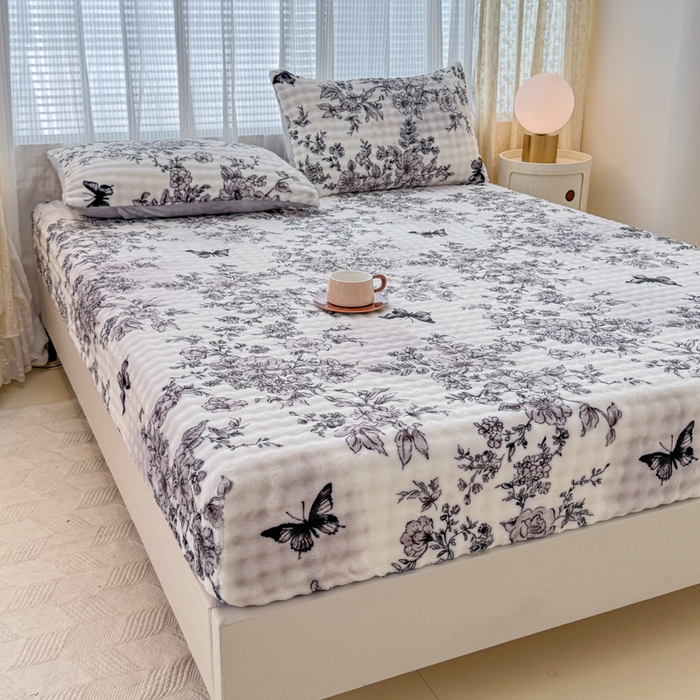 91家纺网 家纺一手货源 找家纺 小叮当家纺仓储工厂店 2025新款兔兔绒牛奶绒印花单床笠 床笠单件 床笠-蝶梦花