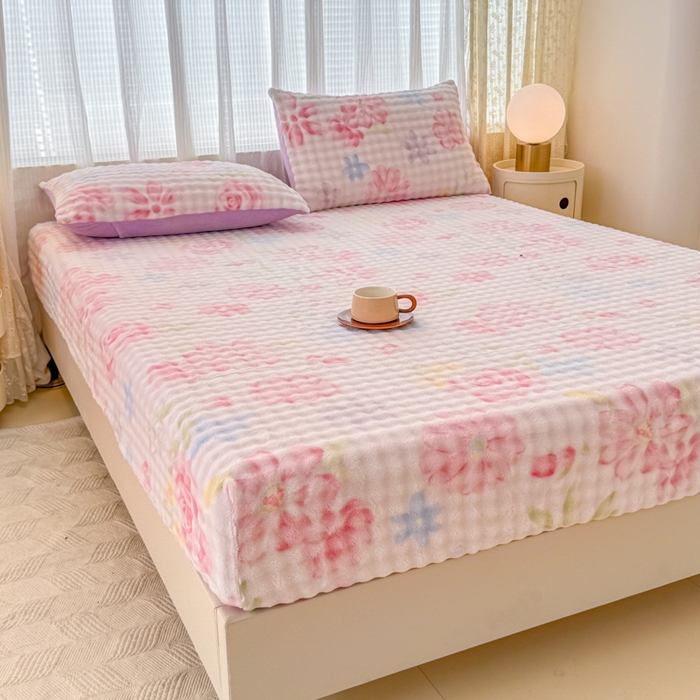 91家纺网 家纺一手货源 找家纺 小叮当家纺仓储工厂店 2025新款兔兔绒牛奶绒印花单床笠 床笠单件 床笠-花语