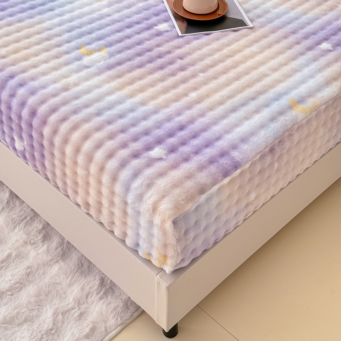 91家纺网 家纺一手货源 找家纺 小叮当家纺仓储工厂店 2025新款兔兔绒牛奶绒印花单床笠 床笠单件 床笠-星空