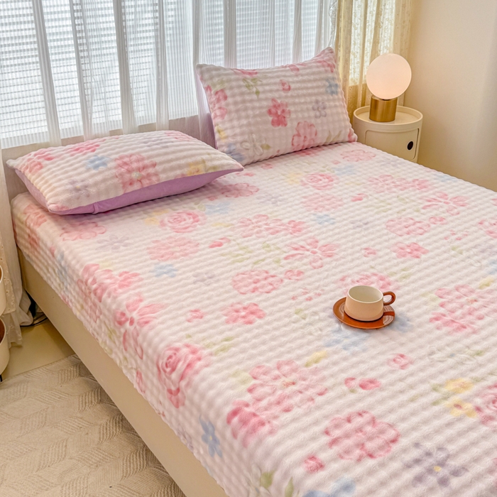 91家纺网 家纺一手货源 找家纺 小叮当家纺仓储工厂店 2025新款兔兔绒牛奶绒印花单床笠 床笠单件 床笠-花语