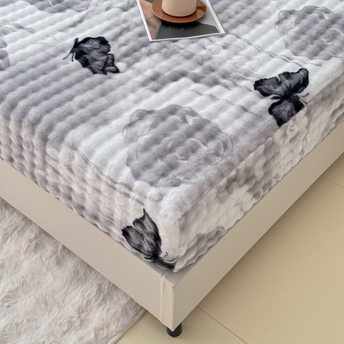 91家纺网 家纺一手货源 找家纺 小叮当家纺仓储工厂店 2025新款兔兔绒牛奶绒印花单床笠 床笠单件 床笠-蝶影