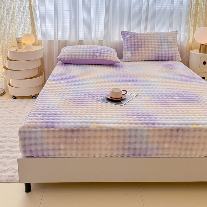 91家纺网 家纺一手货源 找家纺 小叮当家纺仓储工厂店 2025新款兔兔绒牛奶绒印花单床笠 床笠单件 床笠-星空