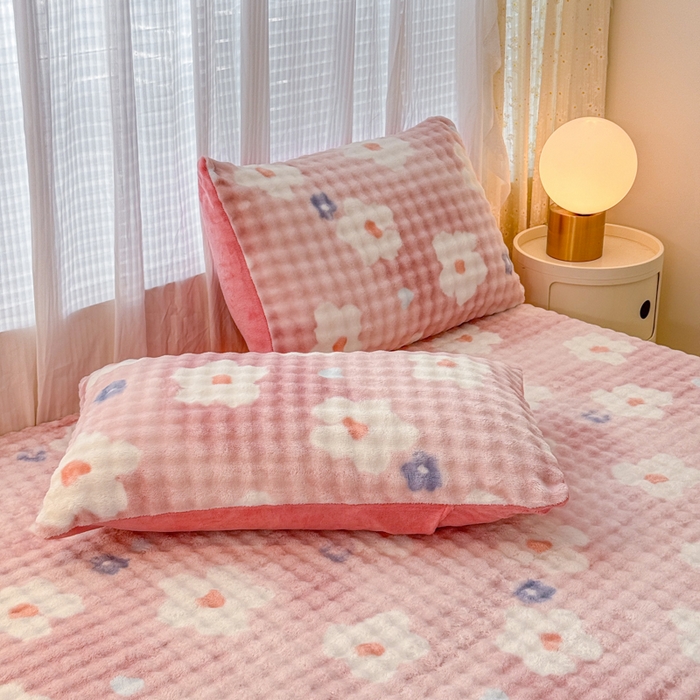 91家纺网 家纺一手货源 找家纺 小叮当家纺仓储工厂店 2025新款兔兔绒牛奶绒印花单床笠 床笠单件 床笠-花朵粉