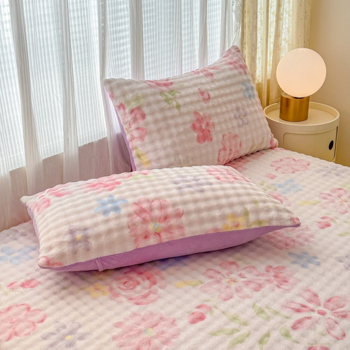 91家纺网 家纺一手货源 找家纺 小叮当家纺仓储工厂店 2025新款兔兔绒牛奶绒印花单床笠 床笠单件 床笠-花语