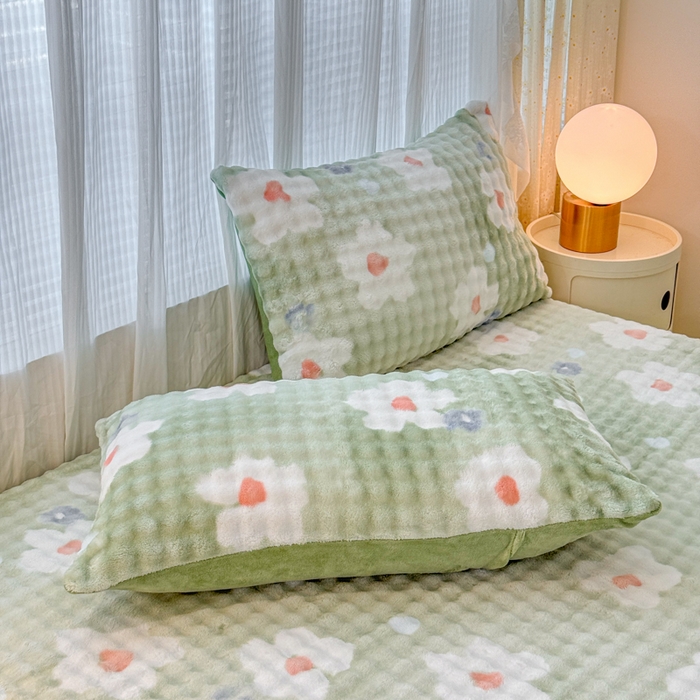 91家纺网 家纺一手货源 找家纺 小叮当家纺仓储工厂店 2025新款兔兔绒牛奶绒印花单床笠 床笠单件 床笠-花朵绿