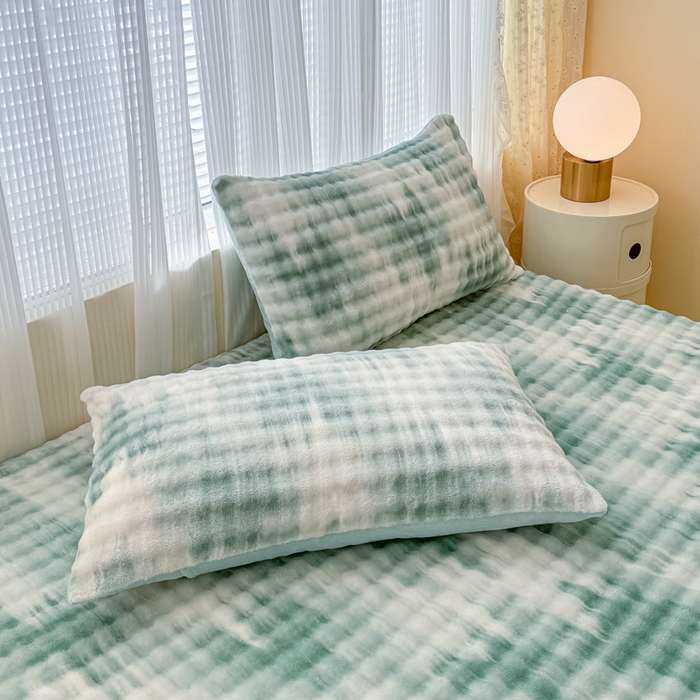 91家纺网 家纺一手货源 找家纺 小叮当家纺仓储工厂店 2025新款兔兔绒牛奶绒印花单床笠 床笠单件 床笠油画-绿