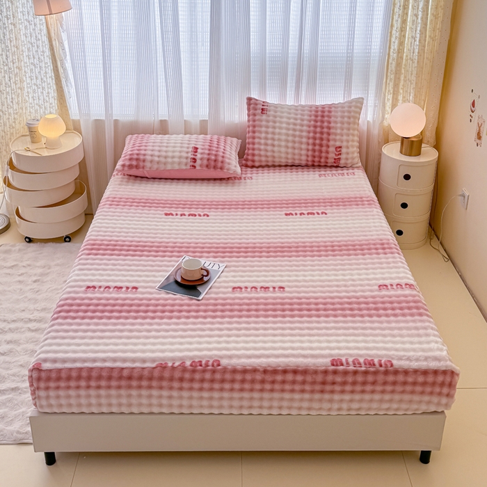 91家纺网 家纺一手货源 找家纺 小叮当家纺仓储工厂店 2025新款兔兔绒牛奶绒印花单床笠 床笠单件 床笠-时尚粉