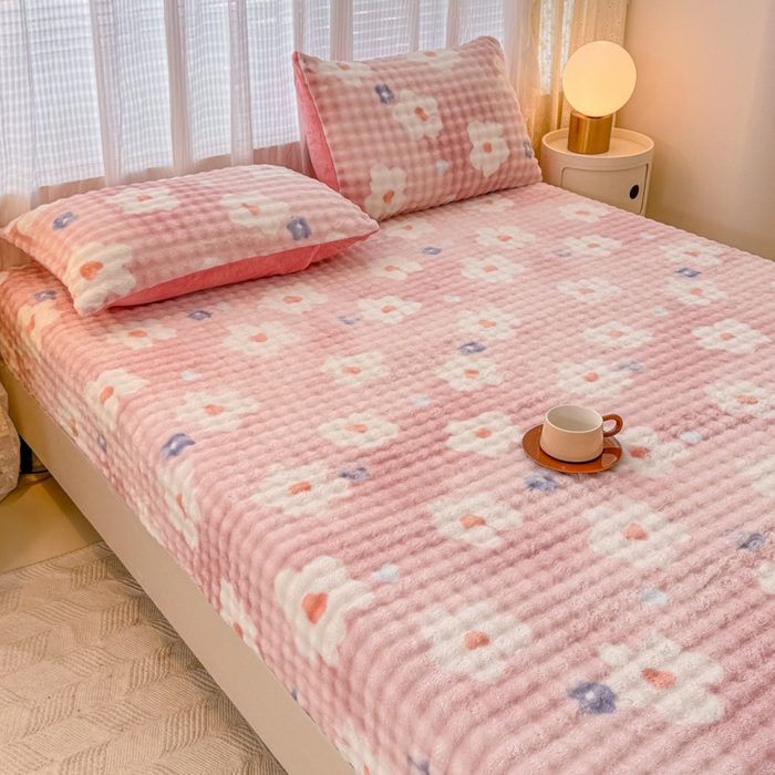 91家纺网 家纺一手货源 找家纺 小叮当家纺仓储工厂店 2025新款兔兔绒牛奶绒印花单床笠 床笠单件 床笠-花朵粉