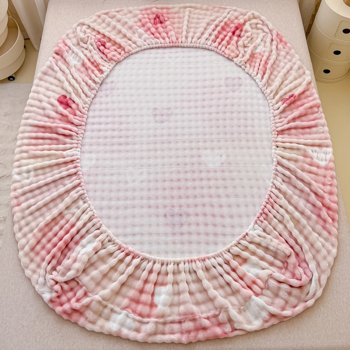 91家纺网 家纺一手货源 找家纺 小叮当家纺仓储工厂店 2025新款兔兔绒牛奶绒印花单床笠 床笠单件 床笠-爱心粉