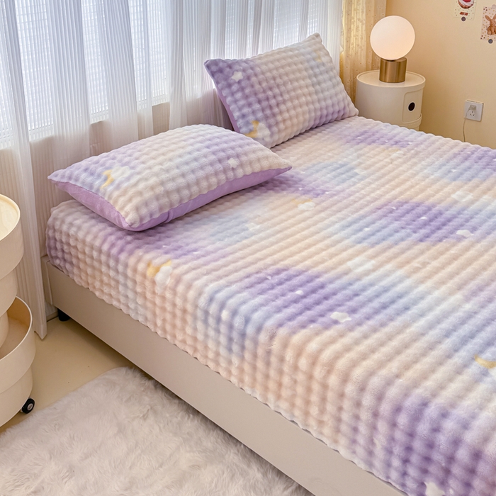 91家纺网 家纺一手货源 找家纺 小叮当家纺仓储工厂店 2025新款兔兔绒牛奶绒印花单床笠 床笠单件 床笠-星空