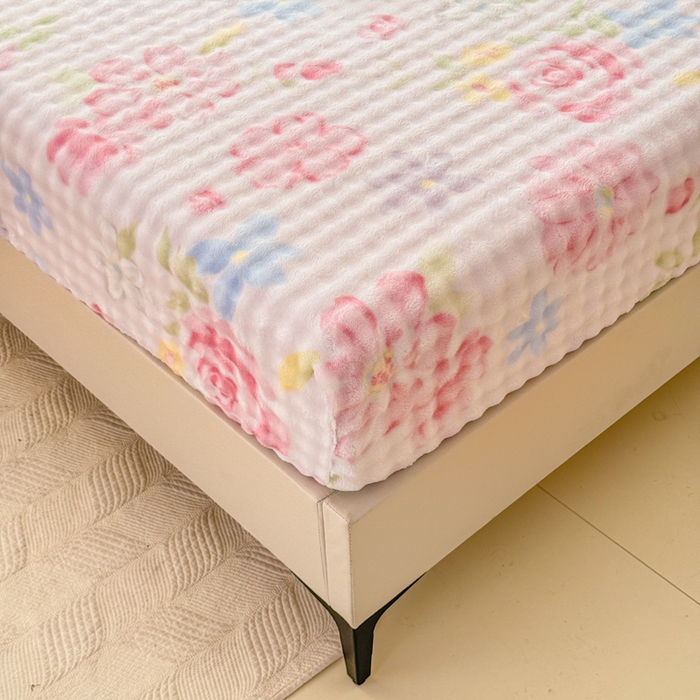 91家纺网 家纺一手货源 找家纺 小叮当家纺仓储工厂店 2025新款兔兔绒牛奶绒印花单床笠 床笠单件 床笠-花语