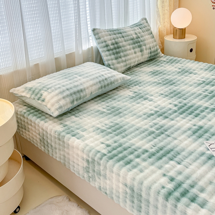 91家纺网 家纺一手货源 找家纺 小叮当家纺仓储工厂店 2025新款兔兔绒牛奶绒印花单床笠 床笠单件 床笠油画-绿