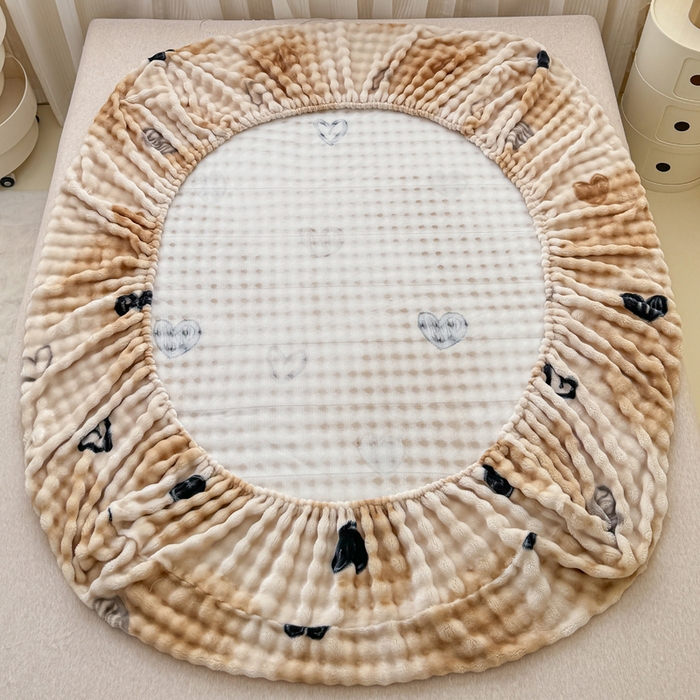 91家纺网 家纺一手货源 找家纺 小叮当家纺仓储工厂店 2025新款兔兔绒牛奶绒印花单床笠 床笠单件 床笠-爱心咖