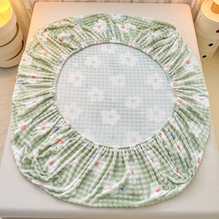 91家纺网 家纺一手货源 找家纺 小叮当家纺仓储工厂店 2025新款兔兔绒牛奶绒印花单床笠 床笠单件 床笠-花朵绿