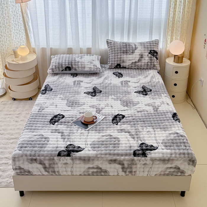 91家纺网 家纺一手货源 找家纺 小叮当家纺仓储工厂店 2025新款兔兔绒牛奶绒印花单床笠 床笠单件 床笠-蝶影