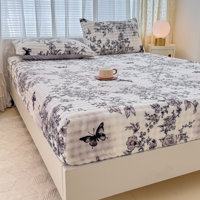 91家纺网 家纺一手货源 找家纺 小叮当家纺仓储工厂店 2025新款兔兔绒牛奶绒印花单床笠 床笠单件 床笠-蝶梦花