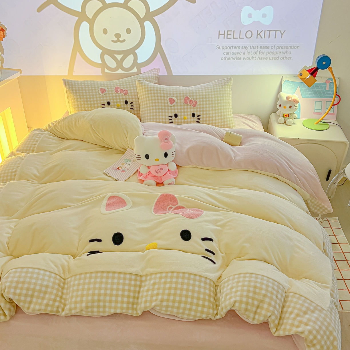 91家纺网 家纺一手货源 找家纺 子钦家纺 2025新款加厚牛奶绒可爱猫咪毛巾绣床单床笠四件套-可爱猫咪 可爱猫咪-咖格