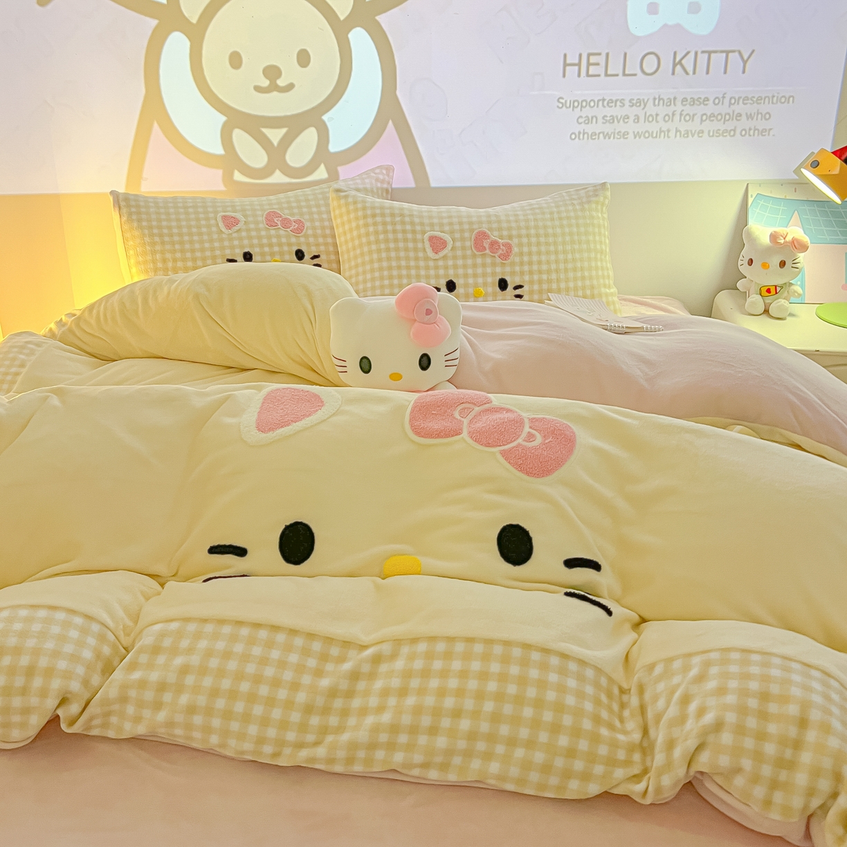 91家纺网 家纺一手货源 找家纺 子钦家纺 2025新款加厚牛奶绒可爱猫咪毛巾绣床单床笠四件套-可爱猫咪 可爱猫咪-咖格