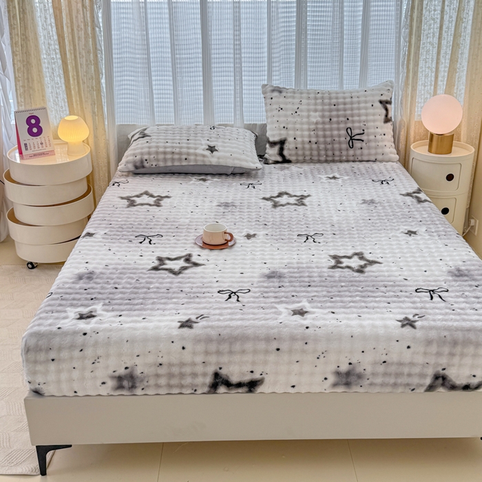 91家纺网 家纺一手货源 找家纺 小叮当家纺仓储工厂店 2025新款兔兔绒牛奶绒印花单床笠 床笠单件 床笠-星梦