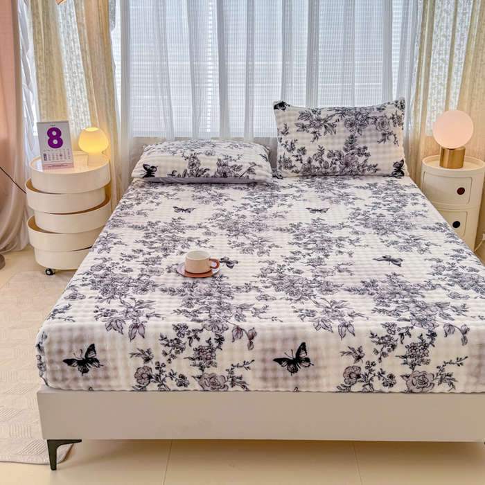 91家纺网 家纺一手货源 找家纺 小叮当家纺仓储工厂店 2025新款兔兔绒牛奶绒印花单床笠 床笠单件 床笠-蝶梦花