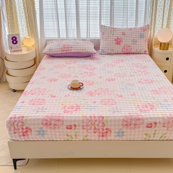 91家纺网 家纺一手货源 找家纺 小叮当家纺仓储工厂店 2025新款兔兔绒牛奶绒印花单床笠 床笠单件 床笠-花语