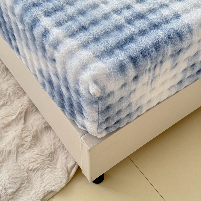 91家纺网 家纺一手货源 找家纺 小叮当家纺仓储工厂店 2025新款兔兔绒牛奶绒印花单床笠 床笠单件 床笠油画-蓝