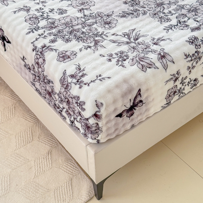 91家纺网 家纺一手货源 找家纺 小叮当家纺仓储工厂店 2025新款兔兔绒牛奶绒印花单床笠 床笠单件 床笠-蝶梦花