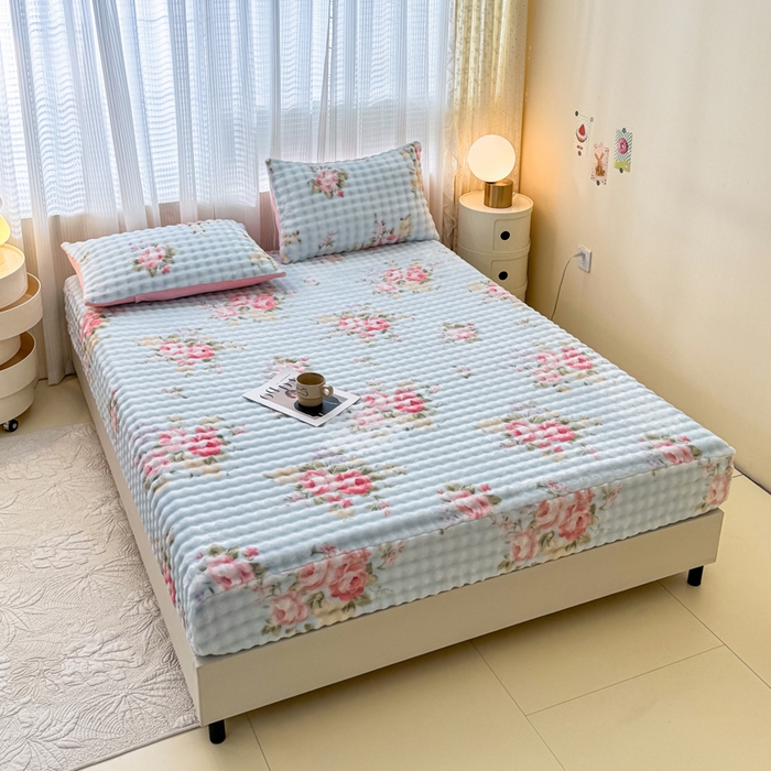 91家纺网 家纺一手货源 找家纺 小叮当家纺仓储工厂店 2025新款兔兔绒牛奶绒印花单床笠 床笠单件 床笠-花田