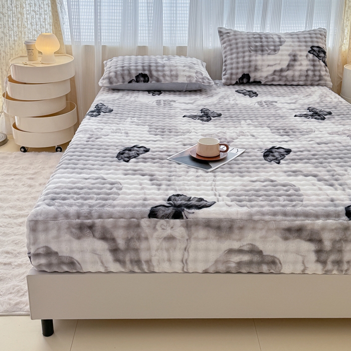 91家纺网 家纺一手货源 找家纺 小叮当家纺仓储工厂店 2025新款兔兔绒牛奶绒印花单床笠 床笠单件 床笠-蝶影