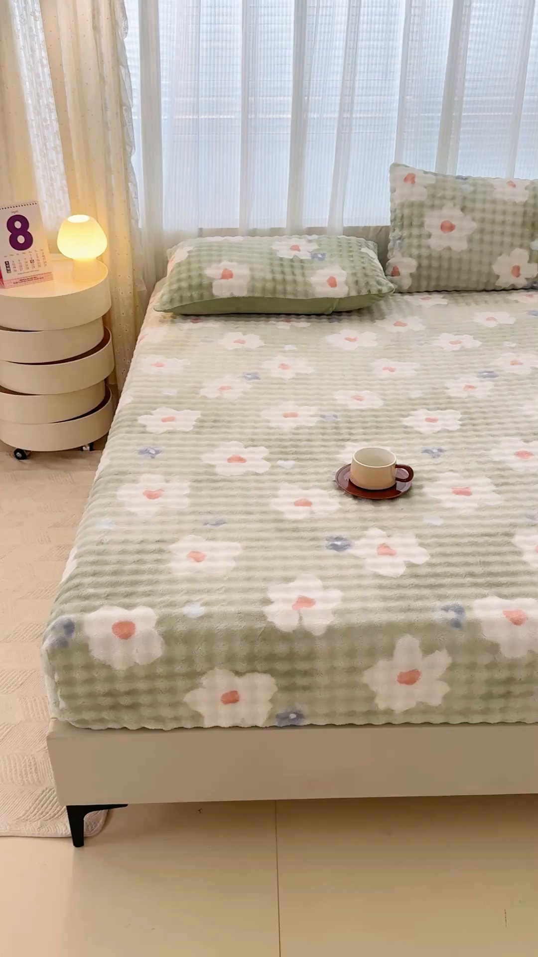 91家纺网 家纺一手货源 找家纺 小叮当家纺仓储工厂店 2025新款兔兔绒牛奶绒印花单床笠 床笠单件 床笠-花朵绿