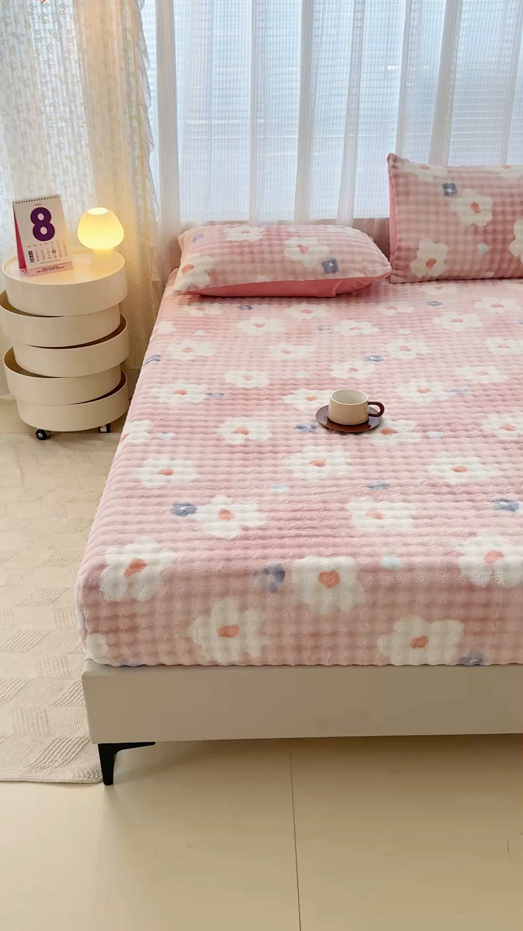 91家纺网 家纺一手货源 找家纺 小叮当家纺仓储工厂店 2025新款兔兔绒牛奶绒印花单床笠 床笠单件 床笠-花朵粉