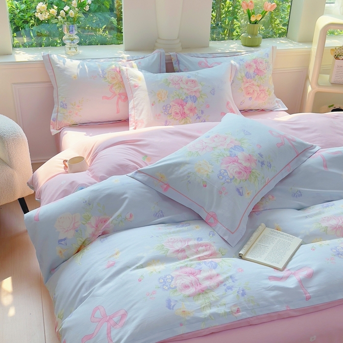 91家纺网 家纺一手货源 找家纺 铭博家纺 2025新款直播爆款全棉纯棉四件套 吊边一字绣工艺款四件套 海岛繁花