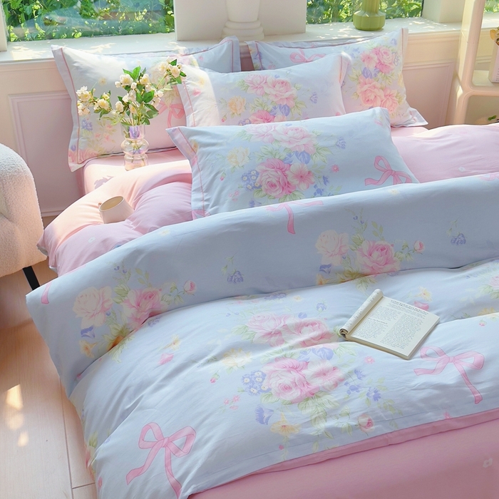 91家纺网 家纺一手货源 找家纺 铭博家纺 2025新款直播爆款全棉纯棉四件套 吊边一字绣工艺款四件套 海岛繁花