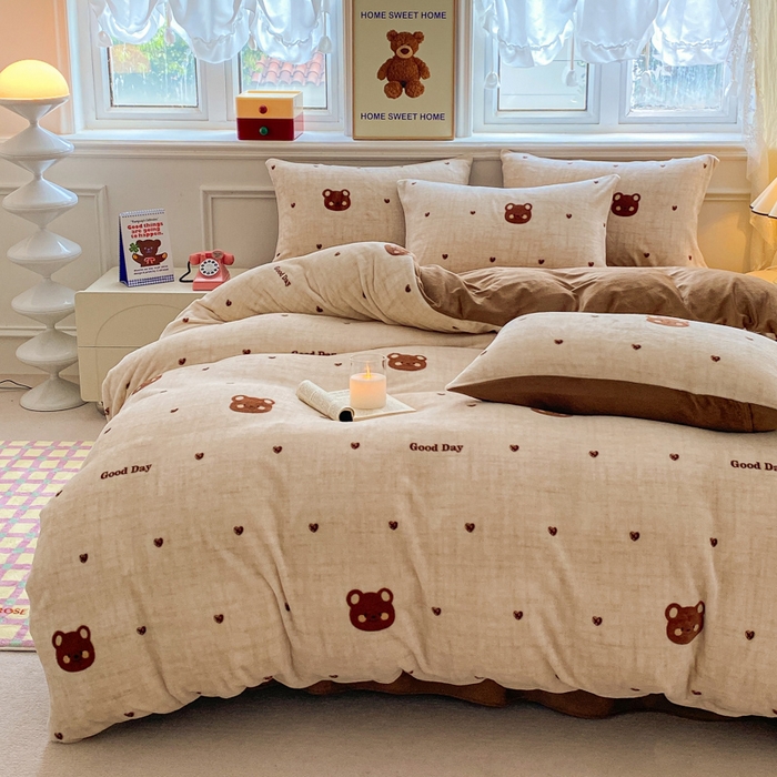 91家纺网 家纺一手货源 找家纺 （总）斯卡诺家纺 2025新款双面牛奶绒跑量款四件套