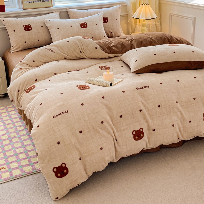 91家纺网 家纺一手货源 找家纺 （总）斯卡诺家纺 2025新款双面牛奶绒跑量款四件套