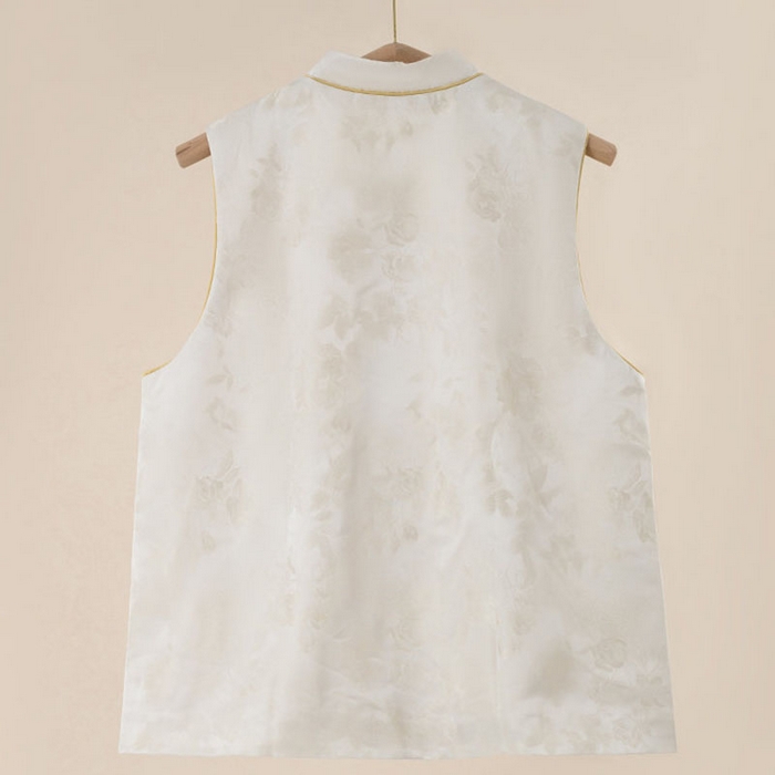 91家纺网 家纺一手货源 找家纺 （总）蚕云阁蚕丝家居 2025新款银白色国风桑蚕丝填充马甲