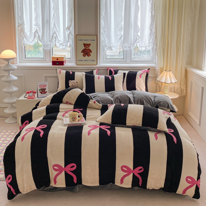 91家纺网 家纺一手货源 找家纺 斯卡诺家纺 2025新款双面牛奶绒跑量款四件套 蝶舞