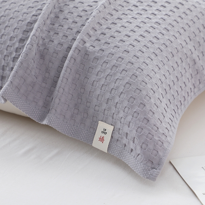 91家纺网 家纺一手货源 找家纺 娇兰毛巾 2025新款7A抗菌全棉华夫格纱布枕巾 灰色 52cm*82cm/条