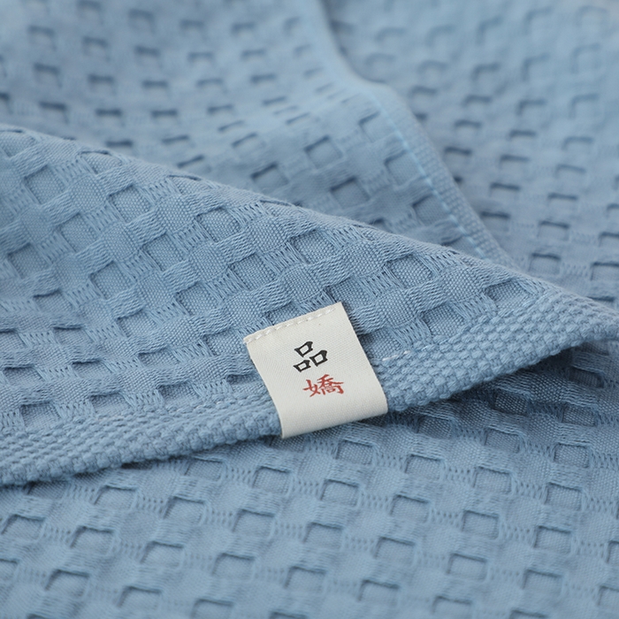 91家纺网 家纺一手货源 找家纺 娇兰毛巾 2025新款7A抗菌全棉华夫格纱布枕巾 蓝色 52cm*82cm/条