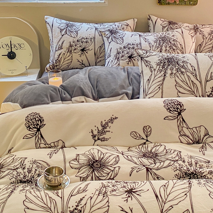 91家纺网 家纺一手货源 找家纺 斯卡诺家纺 2025新款双面牛奶绒跑量款四件套 荷花