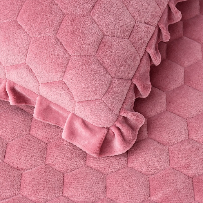 91家纺网 家纺一手货源 找家纺 优家居 2025新款纯色韩版花边牛奶绒夹棉床裙床罩加厚外贸直播 盛世-豆沙