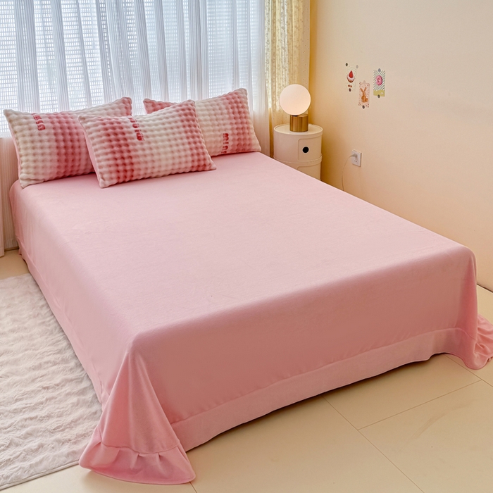 91家纺网 家纺一手货源 找家纺 小叮当家纺仓储工厂店 2025新款印花兔兔绒牛奶绒大泡泡单被套 被套单件 大泡泡-时尚粉