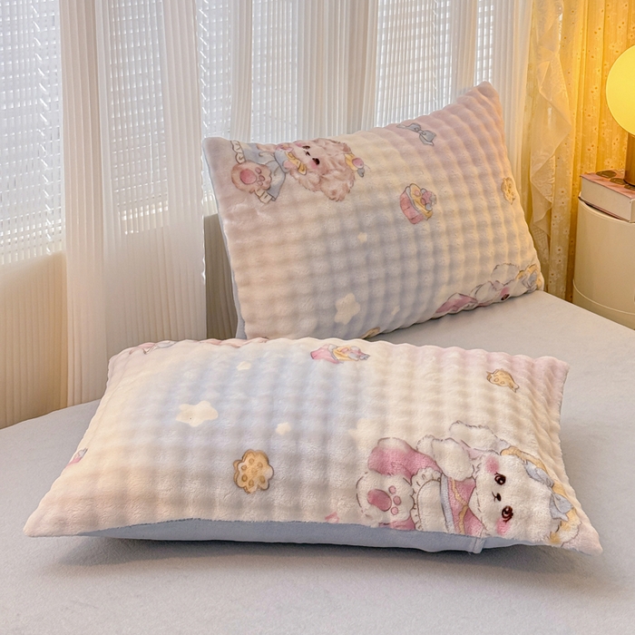 91家纺网 家纺一手货源 找家纺 小叮当家纺仓储工厂店 2025新款印花兔兔绒牛奶绒大泡泡单被套 被套单件 洛丽塔