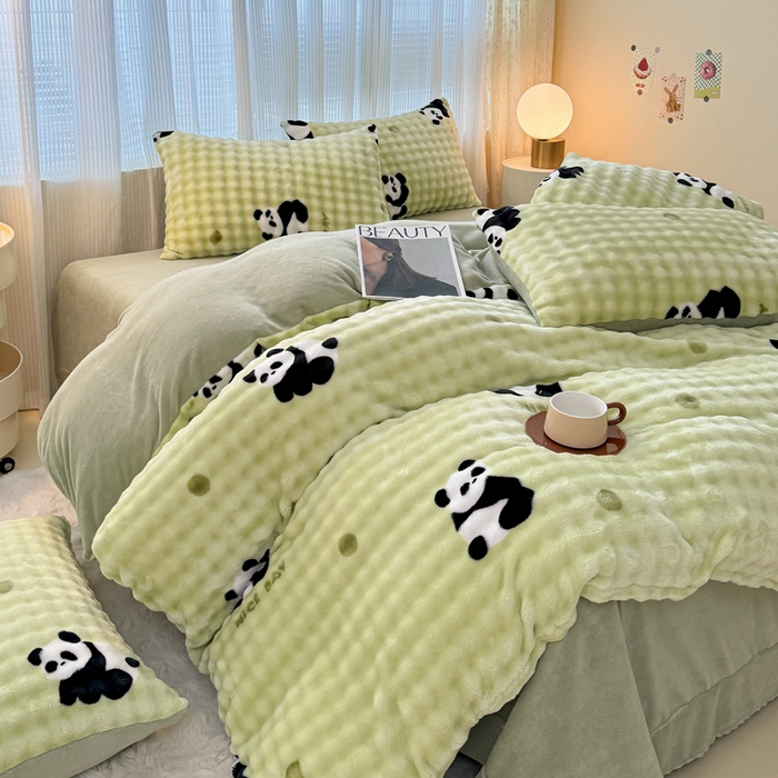 91家纺网 家纺一手货源 找家纺 小叮当家纺仓储工厂店 2025新款印花兔兔绒牛奶绒大泡泡单被套 被套单件 大泡泡-萌宝