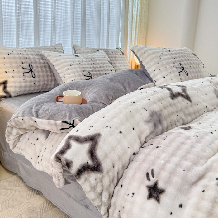 91家纺网 家纺一手货源 找家纺 小叮当家纺仓储工厂店 2025新款印花兔兔绒牛奶绒大泡泡单被套 被套单件 大泡泡-星梦