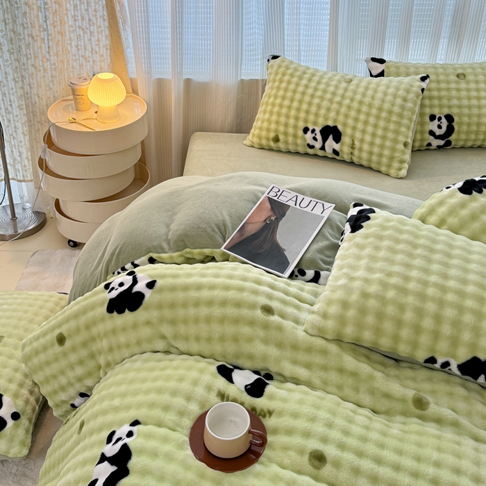 91家纺网 家纺一手货源 找家纺 小叮当家纺仓储工厂店 2025新款印花兔兔绒牛奶绒大泡泡单被套 被套单件 大泡泡-萌宝