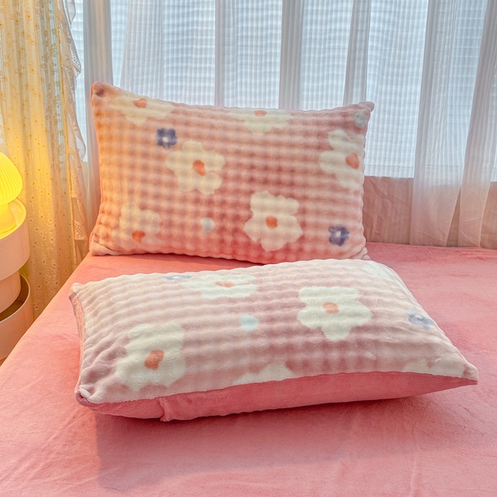 91家纺网 家纺一手货源 找家纺 小叮当家纺仓储工厂店 2025新款印花兔兔绒牛奶绒大泡泡单被套 被套单件 大泡泡-花朵粉