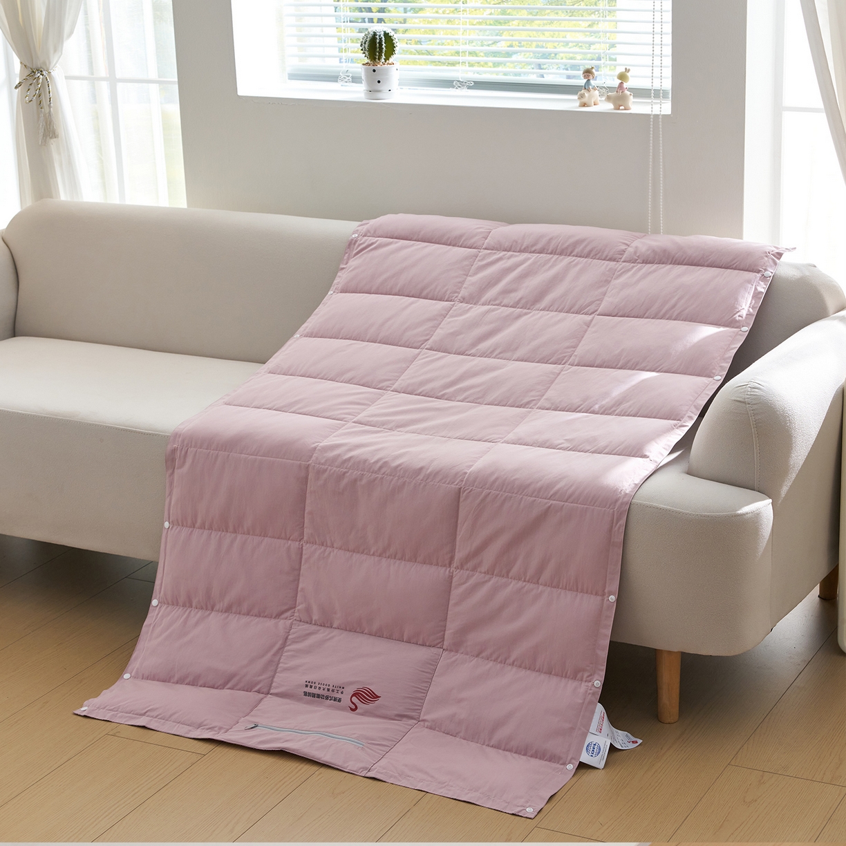 乐可 2025新款便携多功能鹅绒毯 多功能鹅绒毯-粉